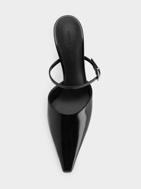 Tapered Square-Toe Heeled Mules, Black Box, hi-res
