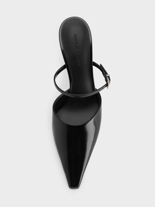 Tapered Square-Toe Heeled Mules, Black Box, hi-res