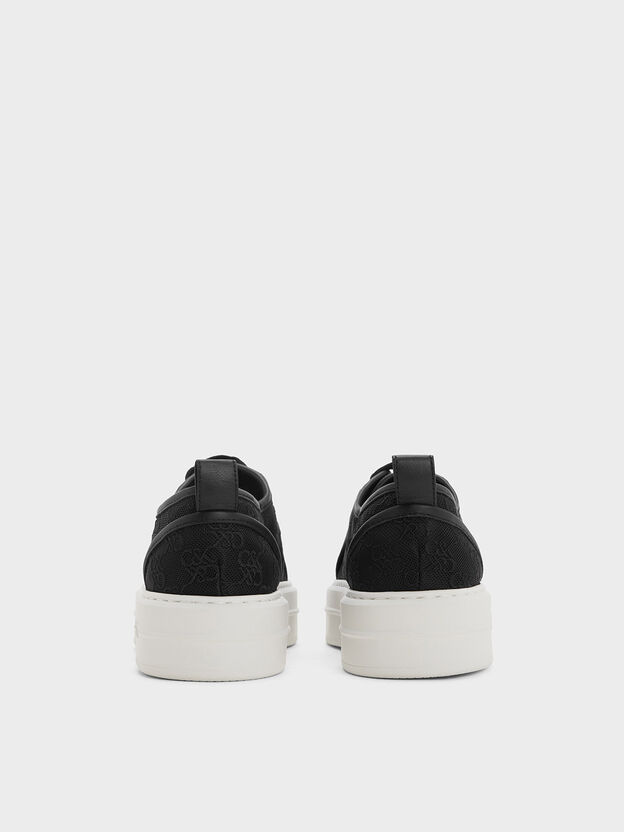Mesh Flatform Sneakers, Black Textured, hi-res