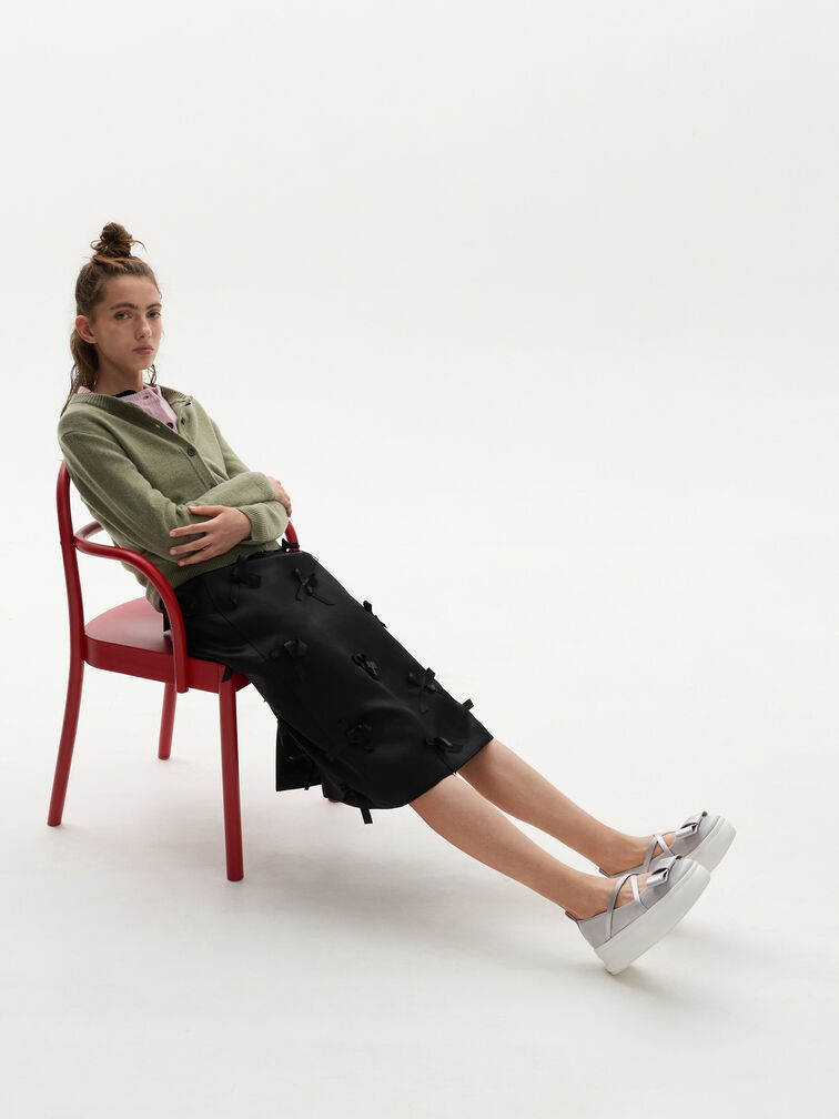 Brantley Bow Platform Mary Janes, Grey, hi-res