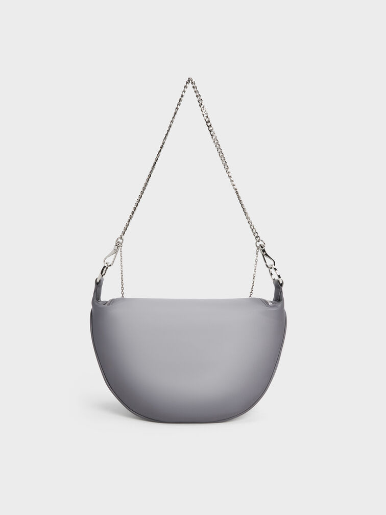 Philomena Half-Moon Crossbody Bag, Grey, hi-res