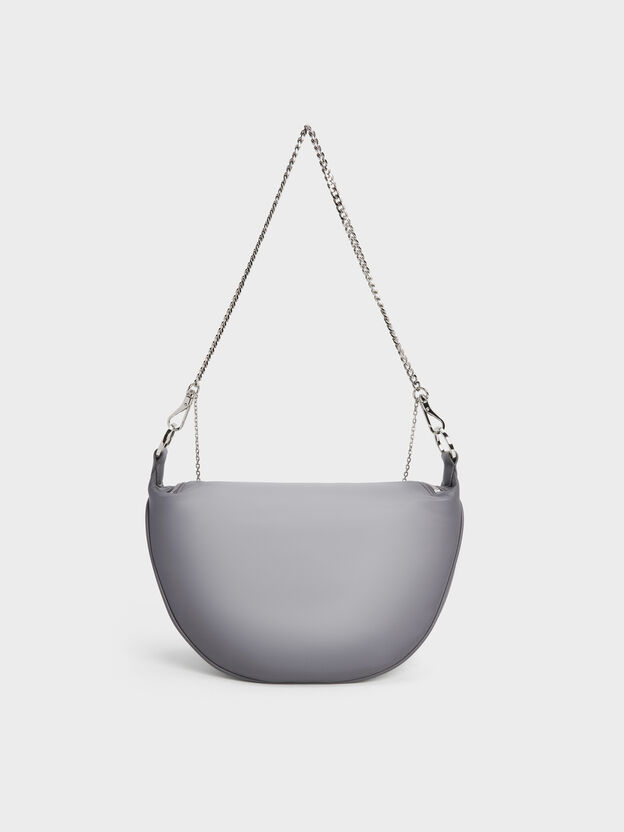 Philomena Half-Moon Crossbody Bag, Grey, hi-res