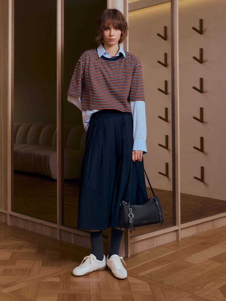 Levy Nylon Shoulder Bag, Noir, hi-res