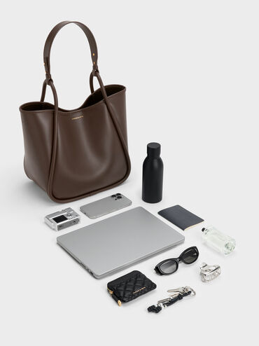 Lyla Tubular Slouchy Tote Bag, Espresso Brown, hi-res