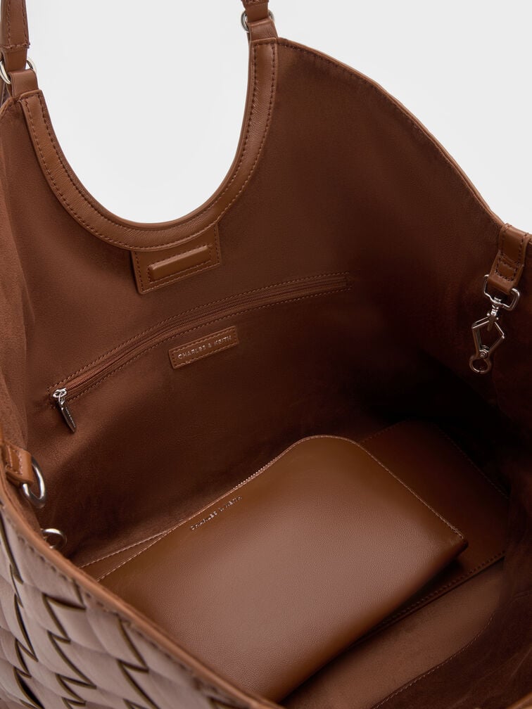 Ivette Woven Tote Bag, Chocolate, hi-res