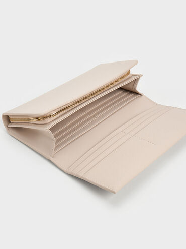 Muriel Front Flap Long Wallet, Oat, hi-res