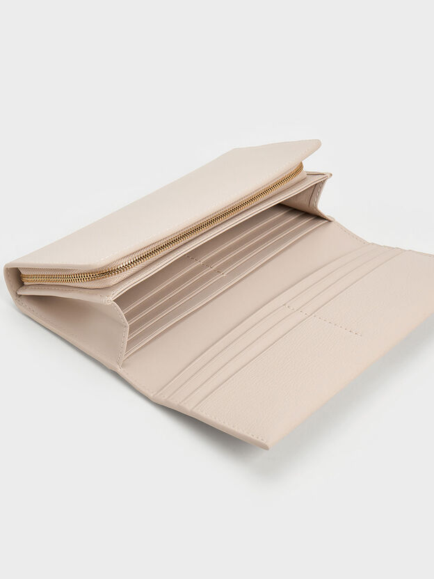 Muriel Front Flap Long Wallet, Oat, hi-res