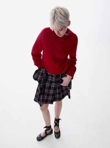 Margot Grommet Tie-Around Ballet Flats, Black, hi-res