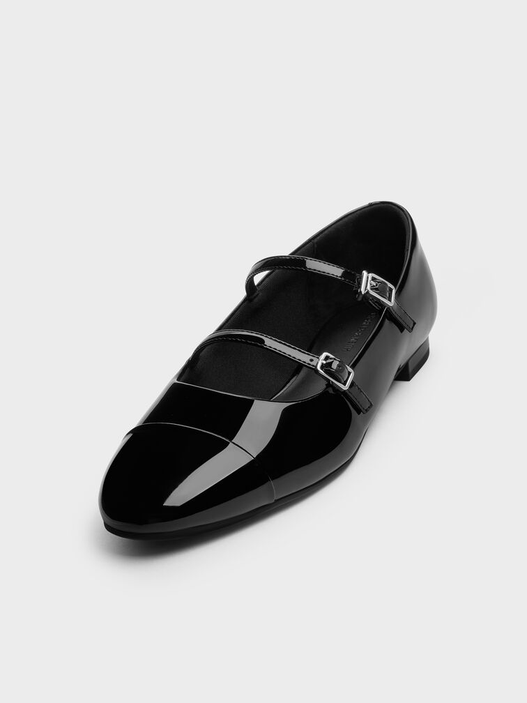 Patent Double-Strap Mary Janes, Black Patent, hi-res