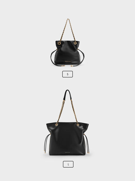 Arya Braided-Chain Tote Bag, Black, hi-res