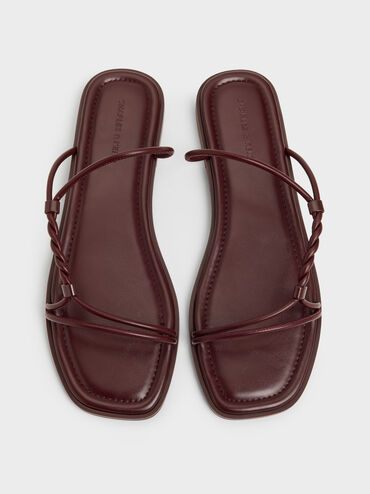 Fianna Twist-Strap Slide Sandals, Burgundy, hi-res