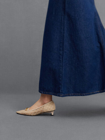 Christie Mesh Kitten-Heel Pumps, Beige, hi-res