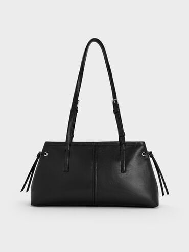 Noane Elongated-Handle Shoulder Bag, Noir, hi-res