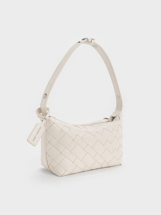 Ivette Woven Shoulder Bag, Cream, hi-res