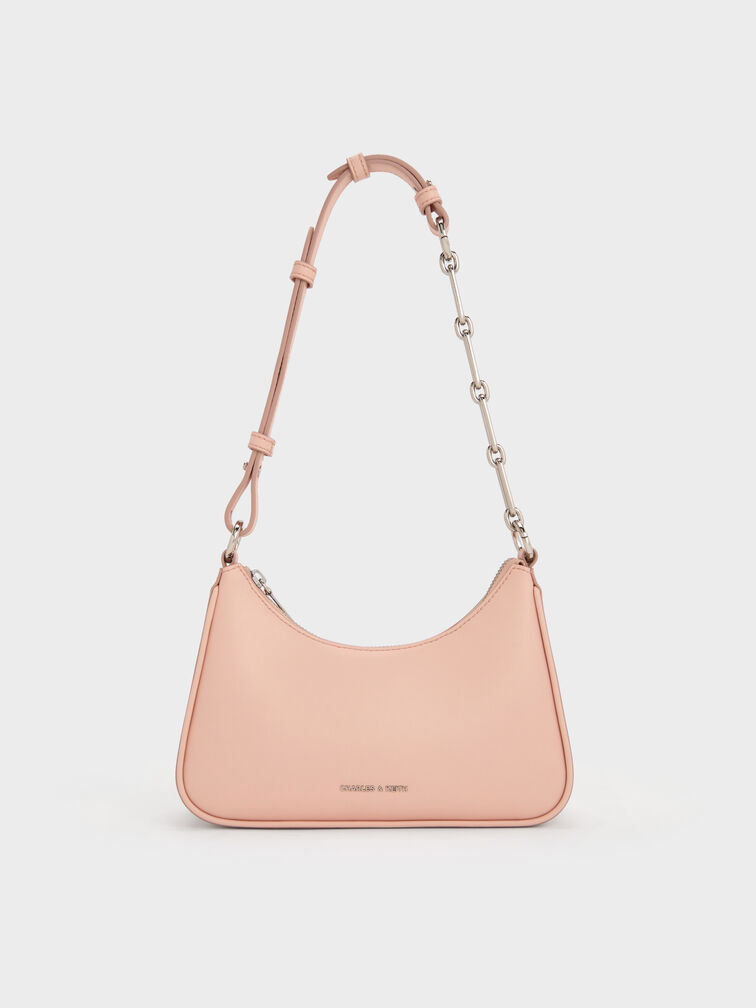 Lane Chain-Link Shoulder Bag, Light Pink, hi-res
