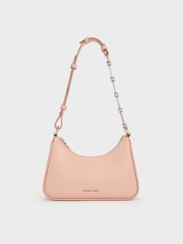 Lane Chain-Link Shoulder Bag, Light Pink, hi-res