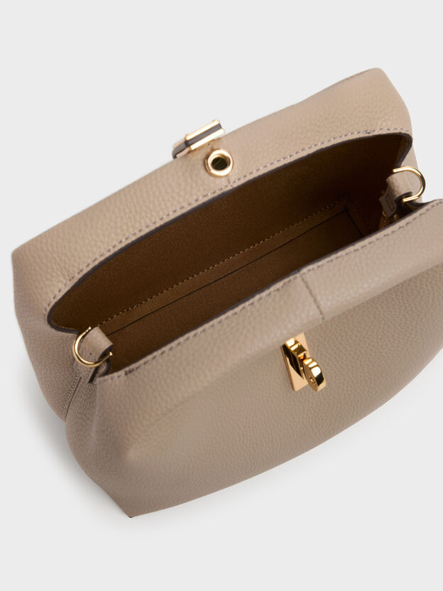 Chance Turn-Lock Bucket Bag, Taupe, hi-res