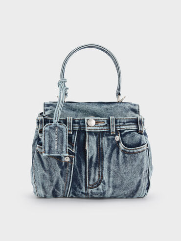 Arita Denim Jeans Top Handle Bag, Denim Blue, hi-res