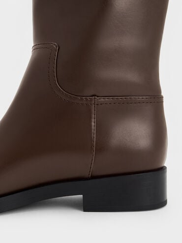 Yvette Metallic-Accent Knee-High Boots, Dark Brown, hi-res