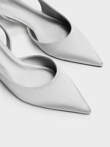 Brantley Bow Slingback Kitten Heels, Grey, hi-res