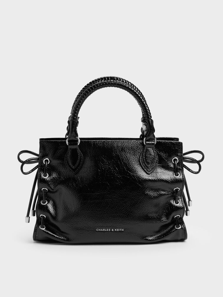 Mini Nylah Grommet Lace-Up Tote Bag, Noir, hi-res