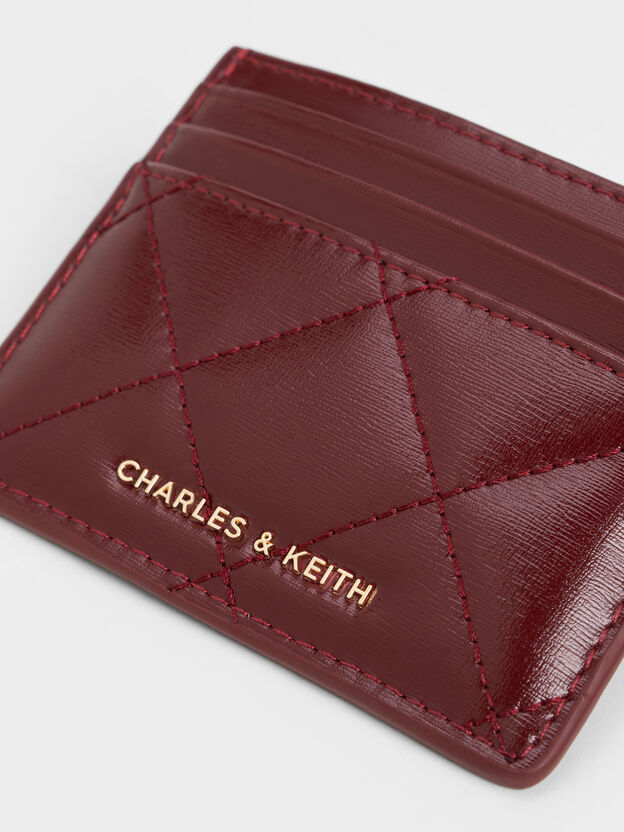 Janie Quilted Card Holder, Burgundy, hi-res