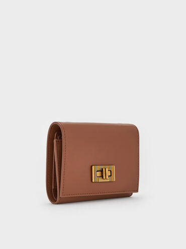 Edna Turn-Lock Knotted-Strap Wallet, Chocolate, hi-res