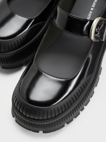 Darra Ridged-Sole Platform Mary Janes, Black Box, hi-res
