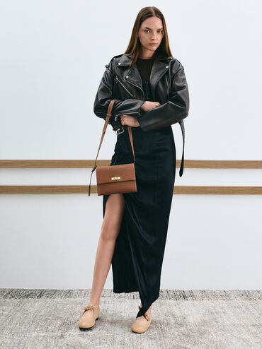 Chance Recycled Leather Turn-Lock Crossbody Bag, Chocolate, hi-res