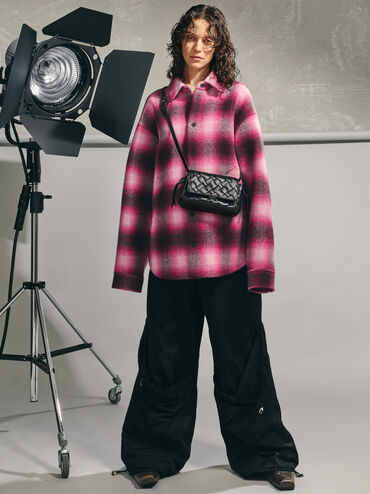 Ivette Woven Crossbody Bag, Noir, hi-res