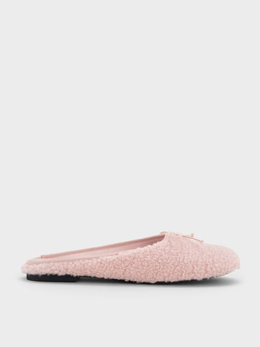Nancy Faux Shearling Bow Ballet Mules, Pink, hi-res