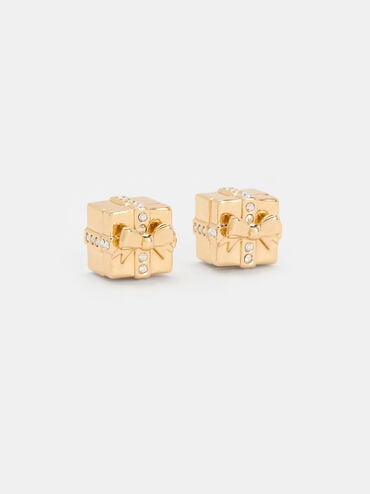 Athalia Crystal-Embellished Gift-Box Stud Earrings, Gold, hi-res