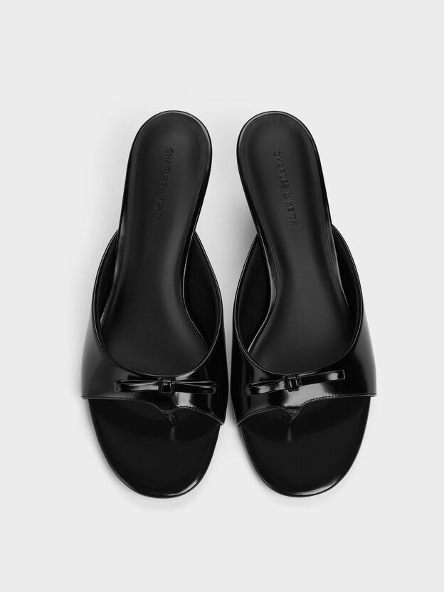 Sonali Bow Heeled Thong Sandals, Black Box, hi-res