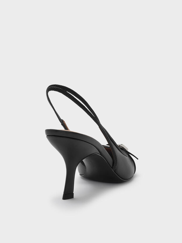 Anita Buckled Pointed Slingback Pumps, Black, hi-res