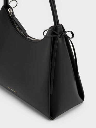 Hazel Bow Hobo Bag, Noir, hi-res