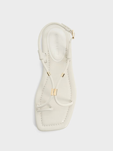 Metallic-Accent Toe-Ring Sandals, Chalk, hi-res