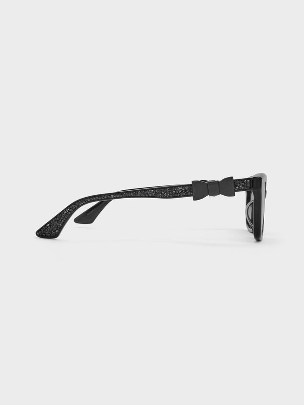 Tanya Bow Rectangular Sunglasses, Jet Black, hi-res