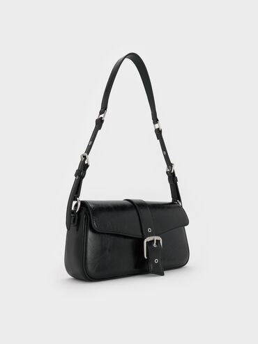 Blaise Belted Shoulder Bag, Noir, hi-res
