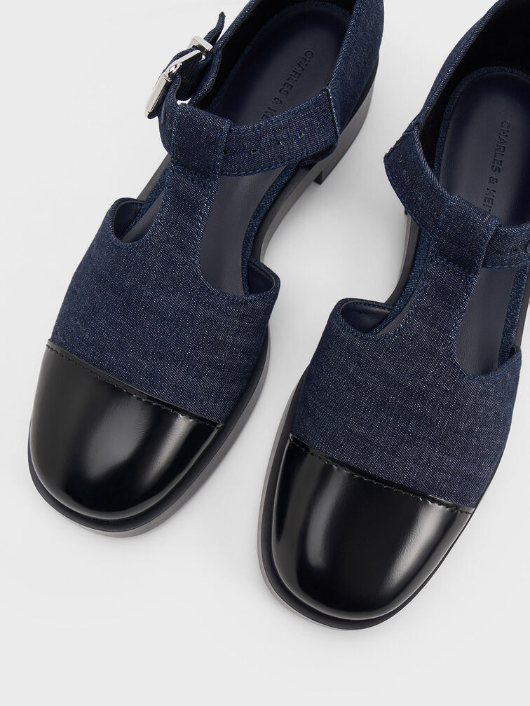 Charly T-Bar Buckled Sandals, Dark Blue Charly T-Bar Buckled Sandals, Dark Blue, hi-res