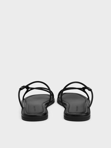 Fianna Twist-Strap Slide Sandals, Black, hi-res