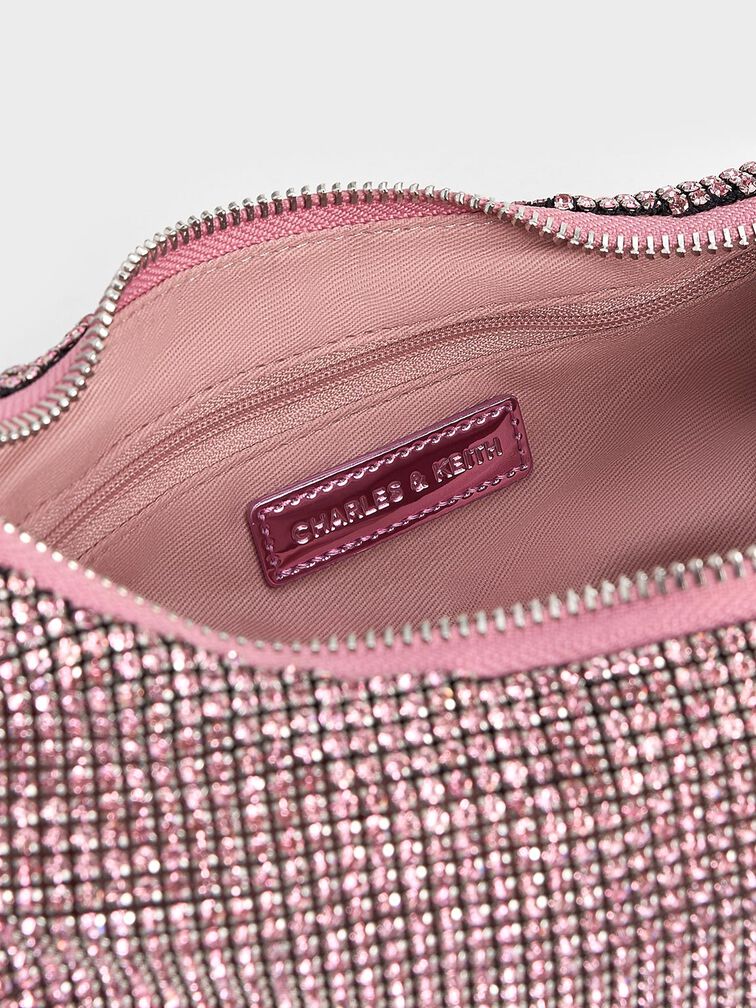 Crystal-Embellished Two-Way Bag, Pink, hi-res