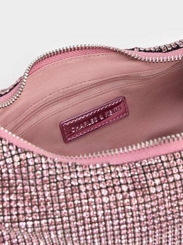 Crystal-Embellished Two-Way Bag, Pink, hi-res