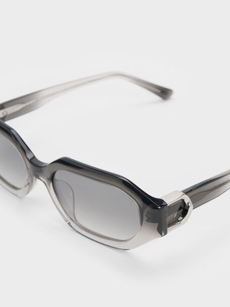 Gabine Ombre Oval Sunglasses, Grey, hi-res