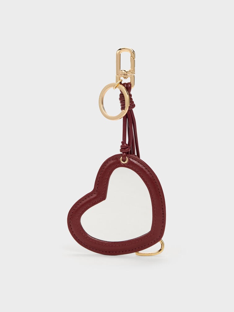 Ciara Heart & Key Charm, Burgundy, hi-res