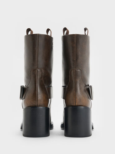 Kailey Side-Buckle Ankle Boots, Dark Brown, hi-res