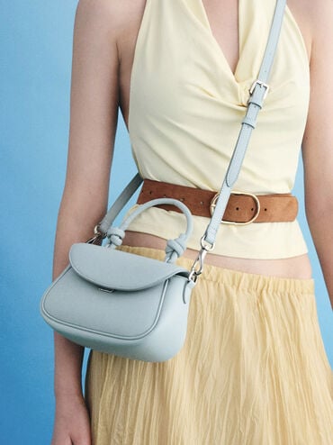 Sammie Knotted-Handle Front-Flap Bag, Sea Salt Blue, hi-res