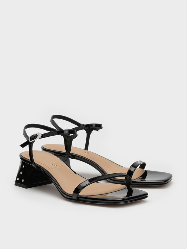 Emmaline Patent Leather Crystal Sandals, Black Patent, hi-res