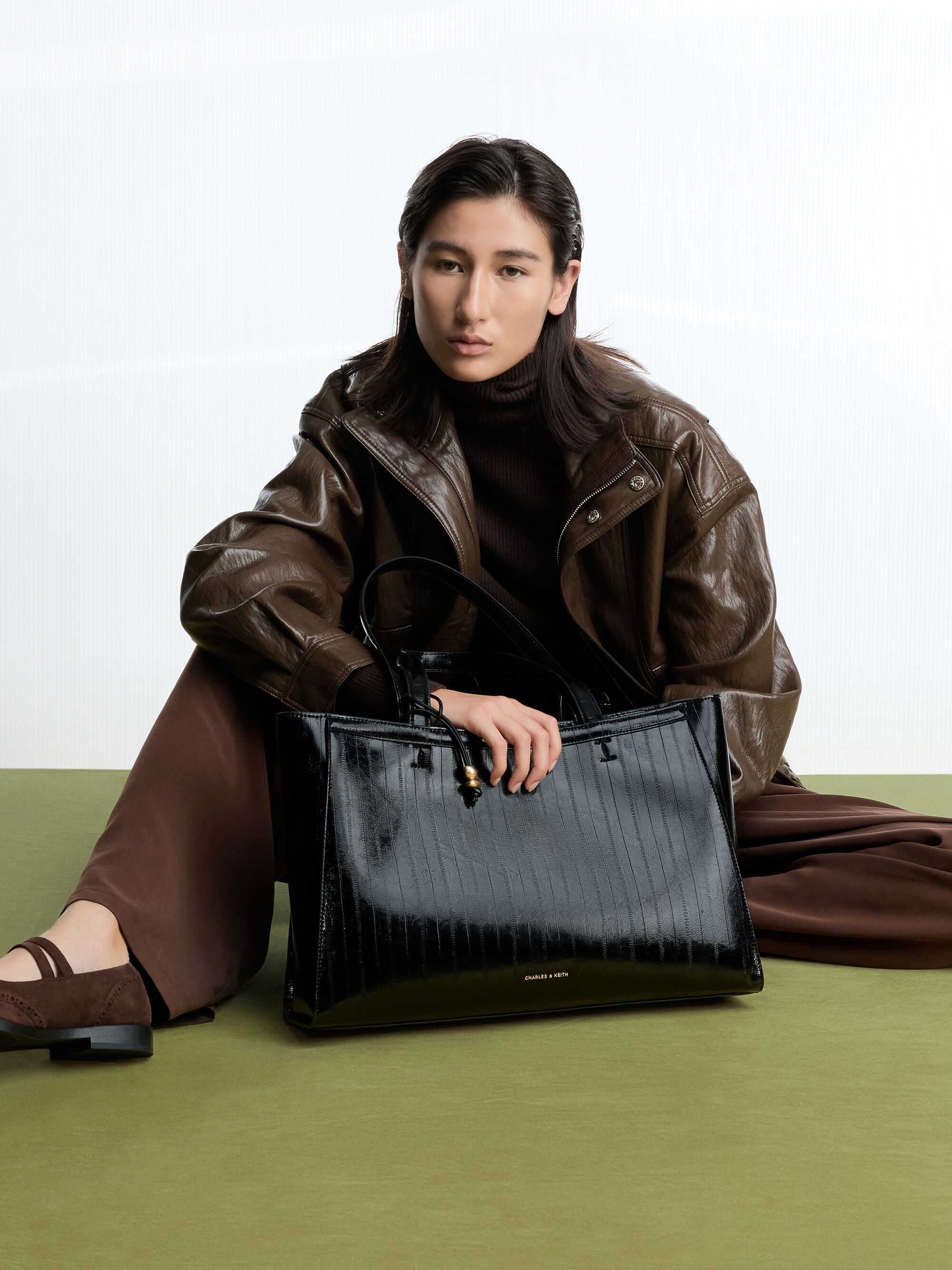 Black Augustine Eel-Effect Sculptural-Detail Tote Bag - CHARLES