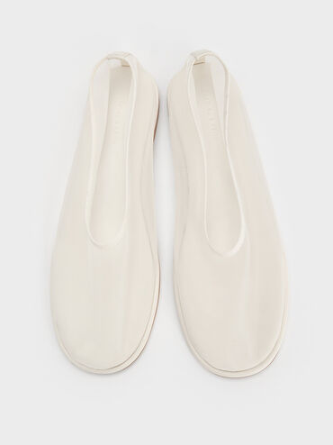 Mesh Ballet Flats, White, hi-res