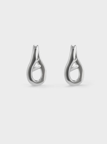 Nyra Sculptural Drop Earrings, Silver, hi-res